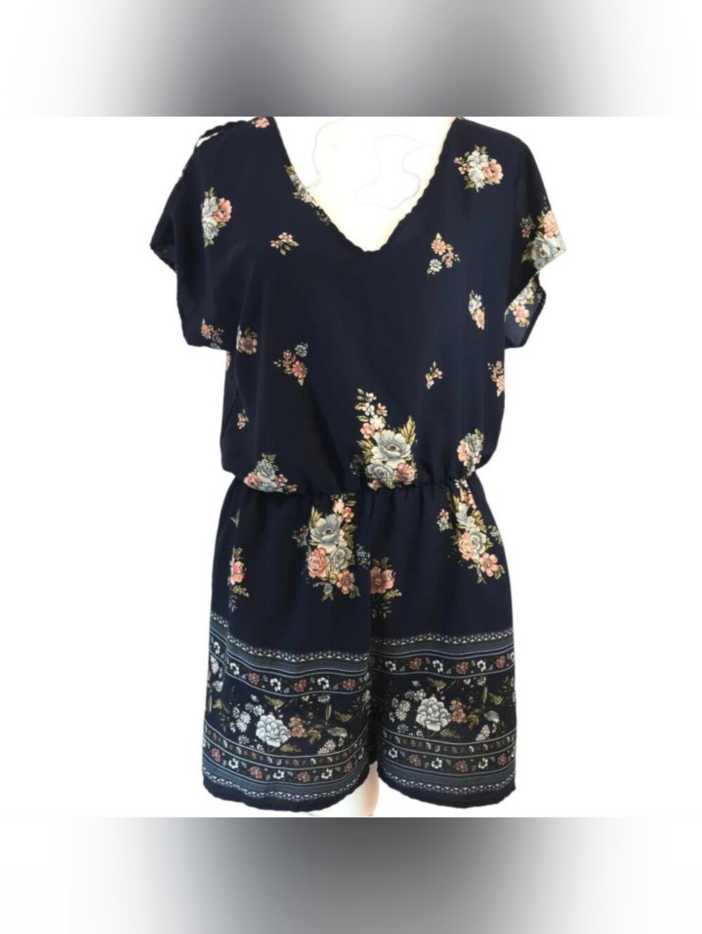 Soprano Romper - Blue Floral - Size LG - NWOT